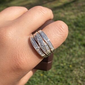 Sterling Silver 925 Multi-Band Statement Ring - Women Jewelry